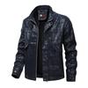 Men's leather jacket, biker-style stand-collar casual top, short windproof and cold-resistant men's leather jacket, youth jacket