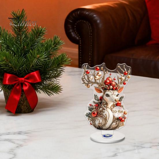 Stable Rotating Base Ornaments Christmas Acrylic 360 Degree Ornament, Double-sided HD UV Printed Angel Figurines Religious 2D Decorative Item