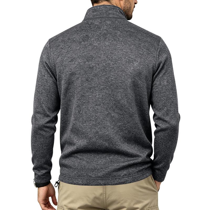 Men Casual Quarter Zip Fleece Sweatshirt Stand Collar Long Sleeve Pullover Outdoor Workout Daily Tops