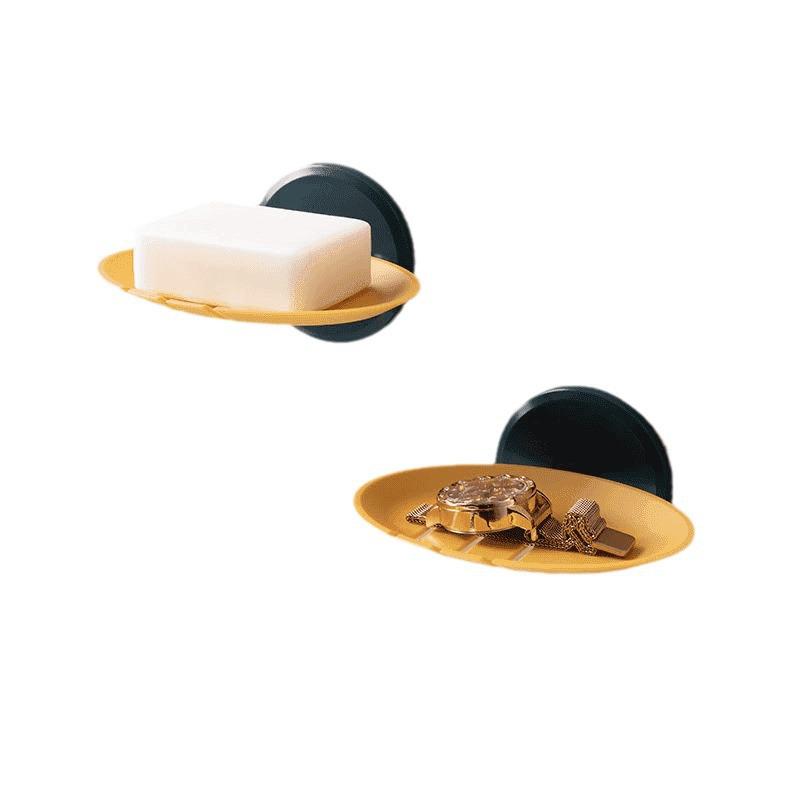 Punch-Free Wall-Mounted Soap Dish with Drainage and Suction Cup