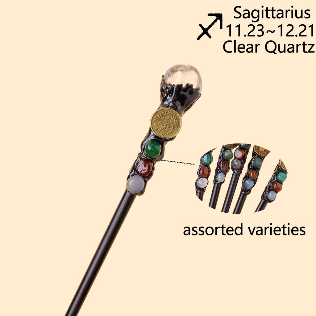 1pc Natural crystal Rolling Stone twelve Constellations scepter Magic wand Handmade DIY fairy wand magic wand propscrystal tower