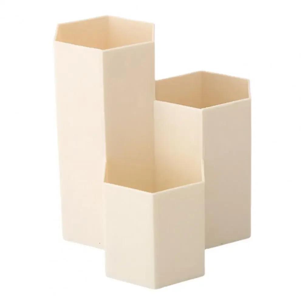 Brush Storage Box Pen Holder Roomy Honeycomb Shape Slant Insert Desk Organizer Plastic 3 Lattices Cosmetic Make-up Stud