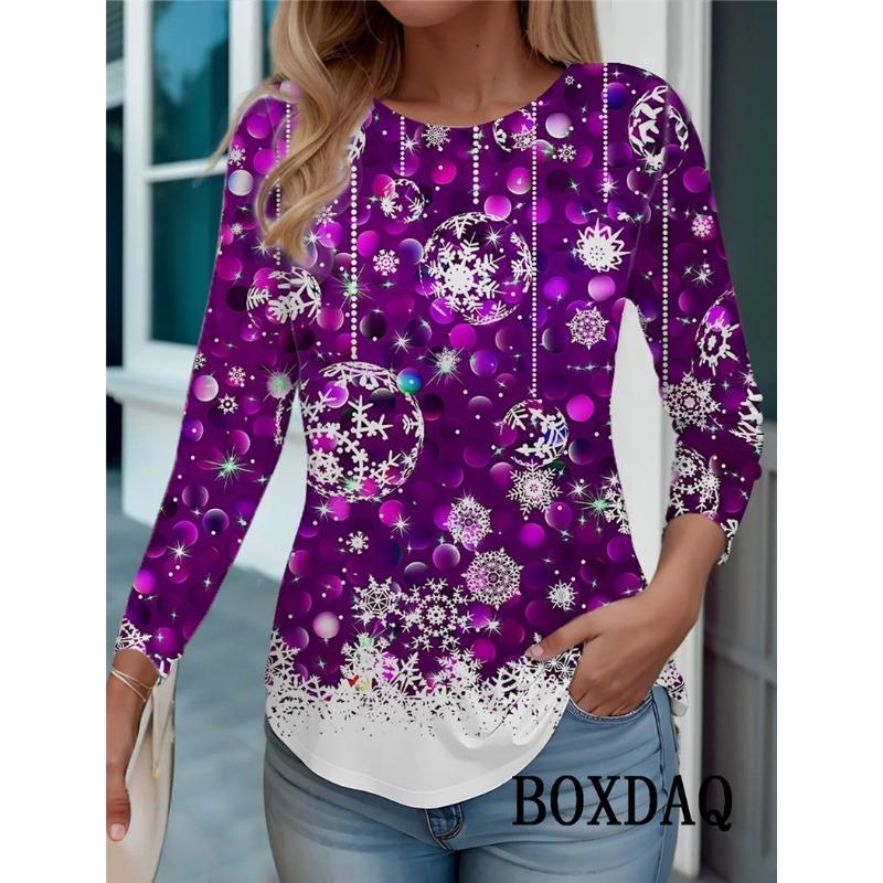 Mode Festival Kleidung Damen T-Shirts Herbst Winter Langarm Weihnachts-Stil 3D Druck Street Hip Hop Damen Top