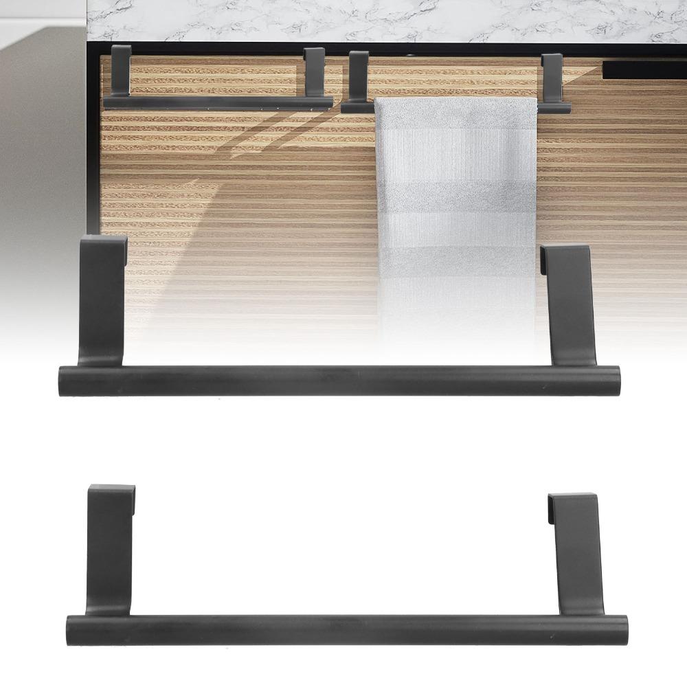 2 PCS Stainless Steel Towel Bar Black Over Door Towel Rack  Home Dorm Hotel Apartment