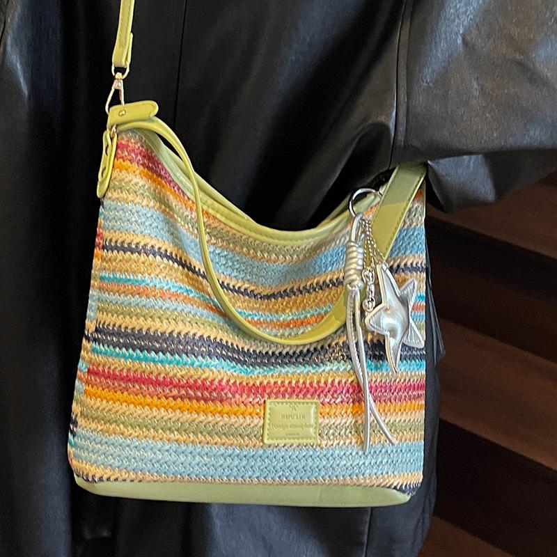 Popular Fashion Color-matching Casual Bucket Bag Elegant Shoulder Bag