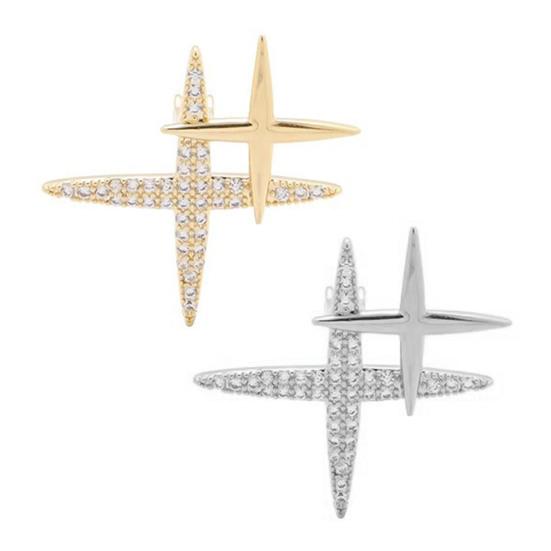 Rhinestone Star Brooch Double Star Lapel Pin Sparkling Star Brooch Pin Fashion Accessory for Men Women Shirts Coats