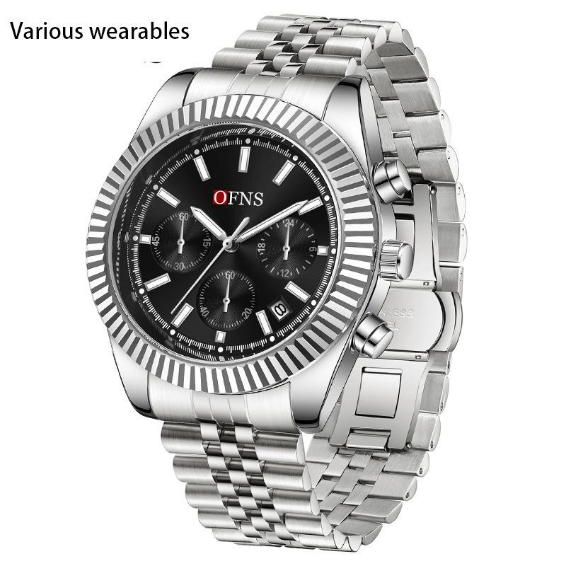 New Men's Watch Business Three-eye Six-pin Quartz Watch Luminous Calendar Waterproof Men's Watch