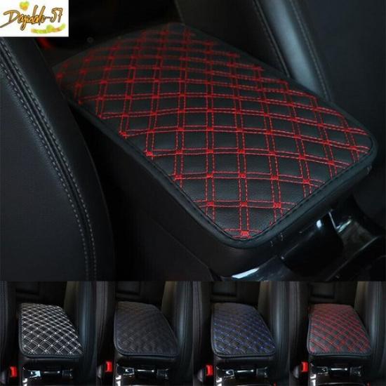 Quilted Embroidery PU Leather Car Armrest Box Cover Pad Center Console Protector