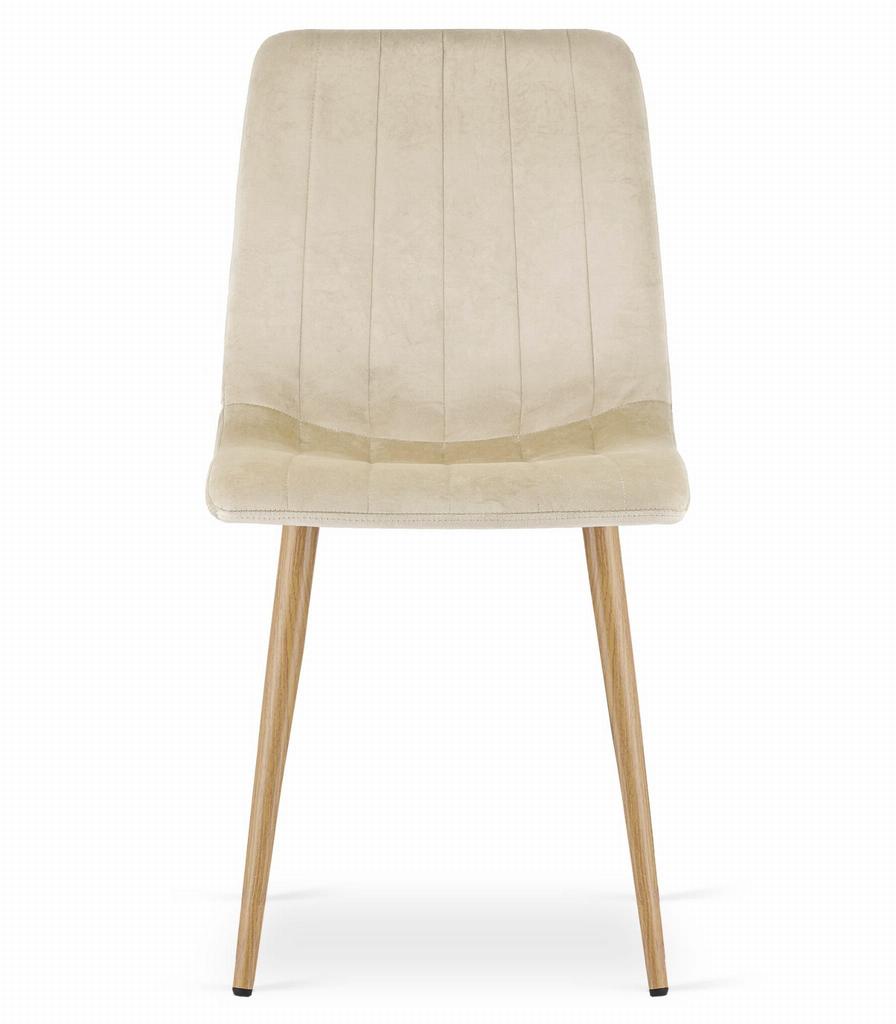 LAVA chair - light beige velvet / wood-colored legs x 2