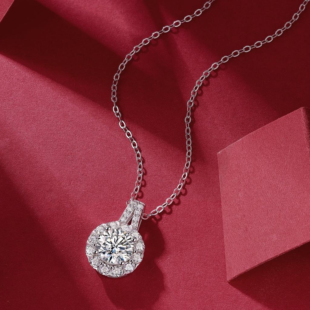 Bague Ringen S925 Silber Inlay 1ct Moissanite Kleine Komplette Serie Anhänger Mode Schlüsselbein Kette Zubehör Geschenk