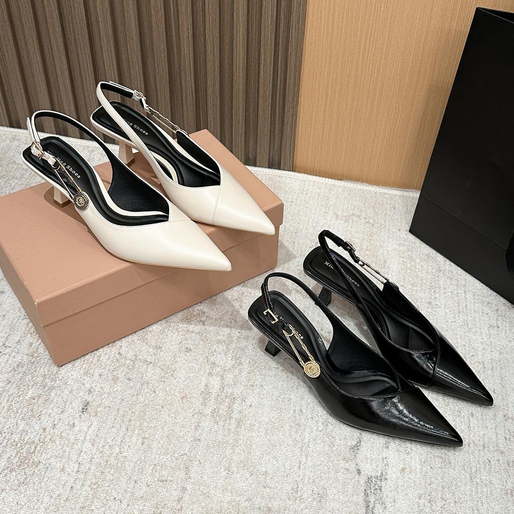 623-9 French temperament pointed head thin heel single shoes new metal buckle high heel bag head empty high heel single shoes women