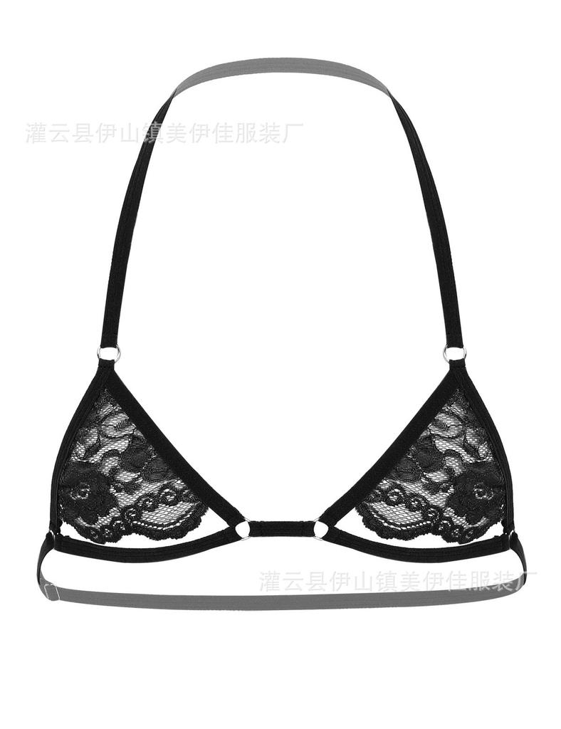 Men Sissy Lace Hollow Cup Mini Bra Sheer Bralette Tops Crossdresser Underwear Pseudo-Girl Gay Strap Girly Halter Sexy Lingerie