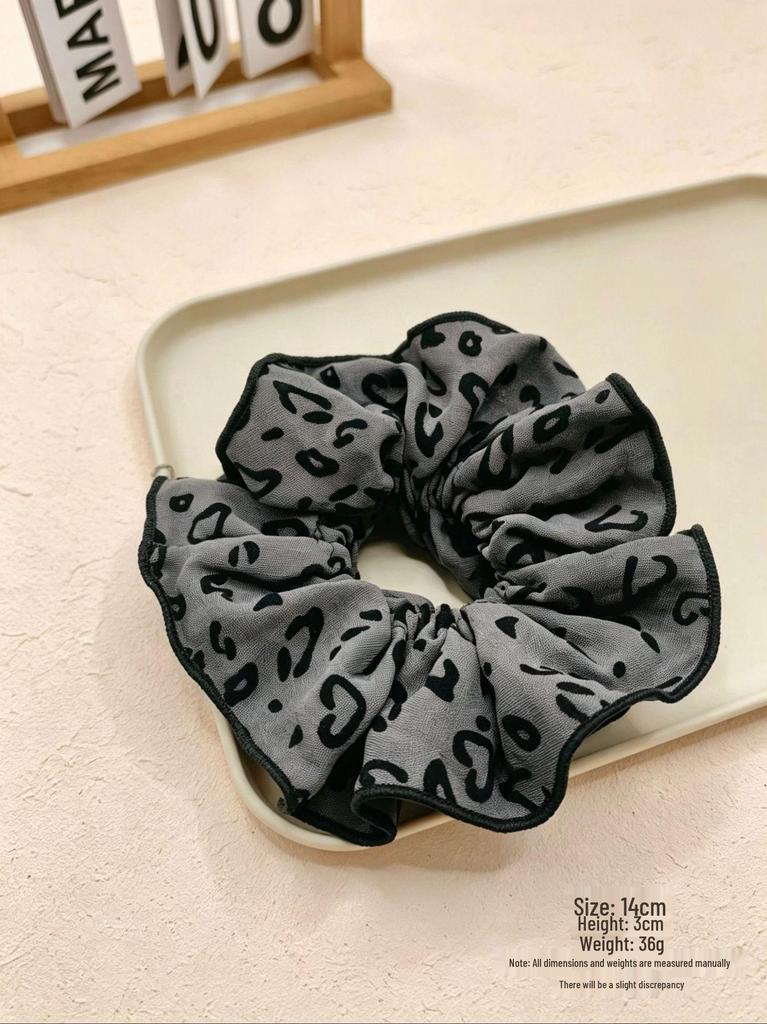 Elegant Leopard Print Double-Layer Hair Tie for Low Ponytails – High-Class Accessory