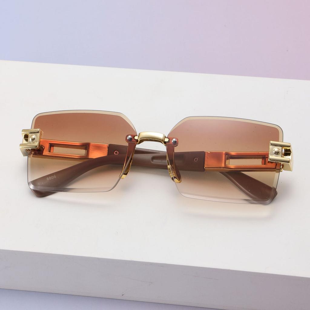 Frameless Diamond Trimmed Square Sunglasses Sunglasses Ladies Fashion Commuter Sunglasses