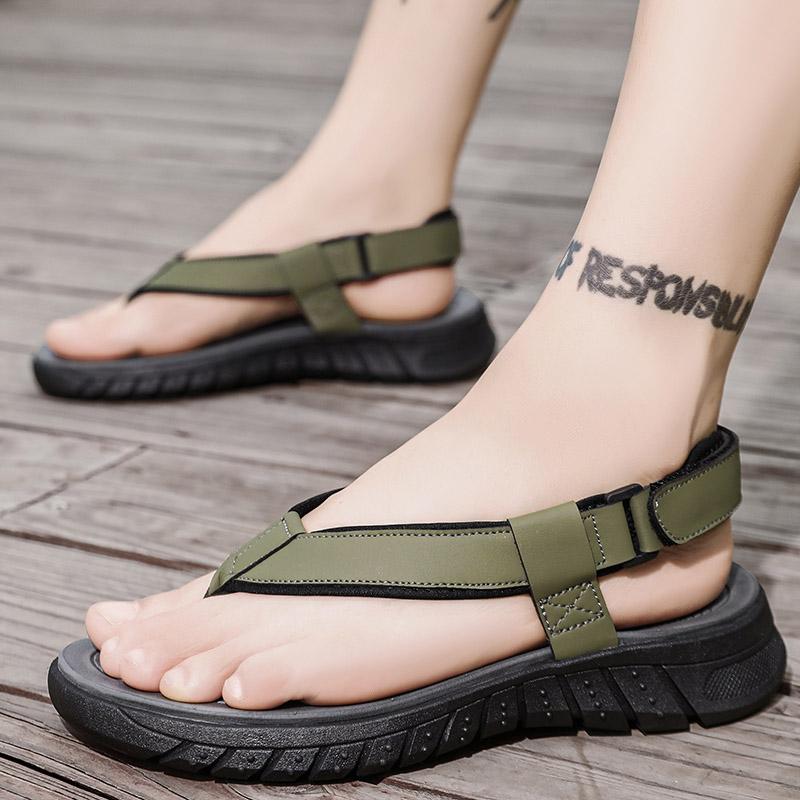 Fashion Men's Summer Matching Elastic Band Two Wear Sandals Light Breathable Flat Heel Wear-resistant Beach Outdoor Anti-skidding Water