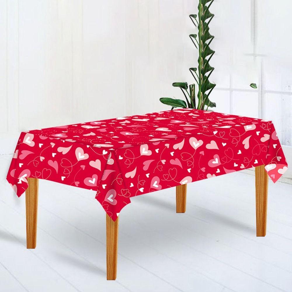 Plastic Valentine's Day Tablecloth Waterproof Table Cover New Disposable Tablecloths  Wedding