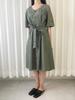 Olgangdijainseutyudio Open-Faced Linen Belted Dress