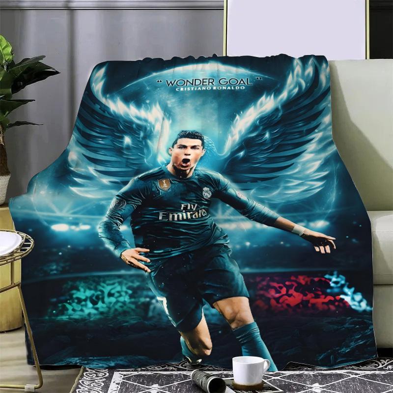 Football Star Printed Picnic Blankets R-ronaldo M-Messis Warm Blanket Soft and Comfortable Blanket Home Travel Birthday Gift