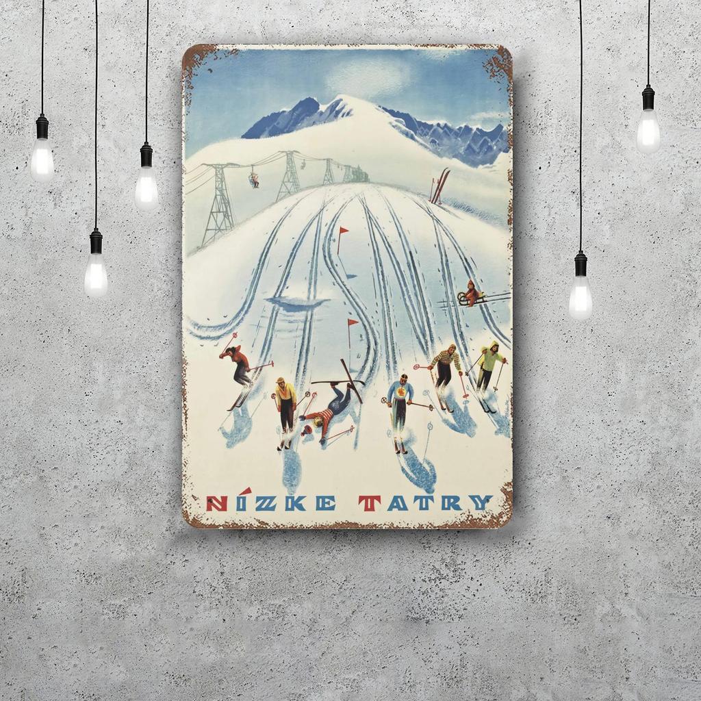 ski Classic Poster Rusty Metal Plaque Retro Decorative Plate Bar Man Cave Garage Club Metal Sign Wall Decoration
