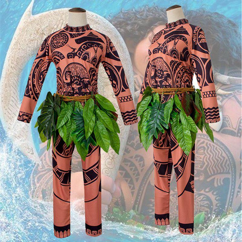 Prodyšný kostým Moana Maui s tetováním pro dospělé a děti s realistickým tetováním