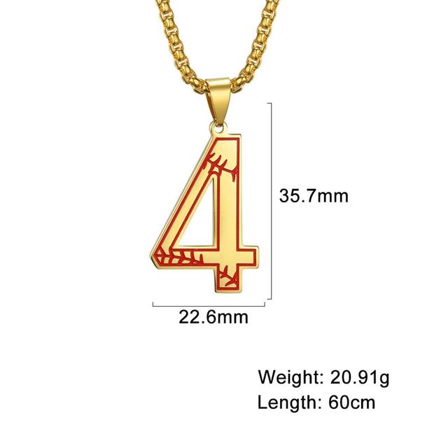 My Shape Baseball Pattern Number Pendant Necklace For Men Sport Basketball Figure Stainless Steel Necklaces Fashion Male Jewelry