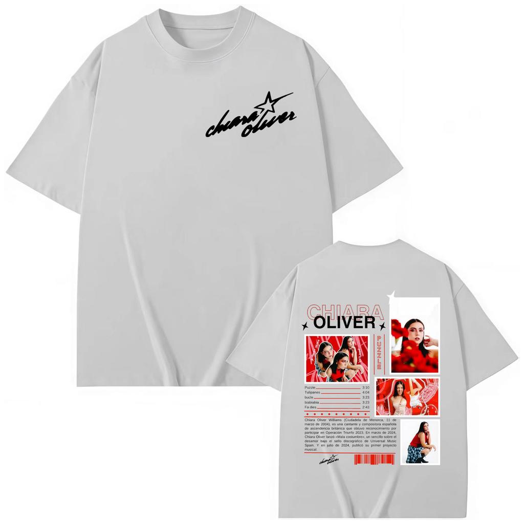 Cantante Chiara Oliver Camisetas Gráficas de Álbum Streetwear Moda Y2k Camiseta de Manga Corta Hombres Mujeres Camisetas de Algodón Holgadas