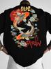 East Aesthetic Basic Unisex Top With Lucky Koi Fish Lotus Cloud Japanese Stamp Japan Letter Back Pattern Print Sxxl
