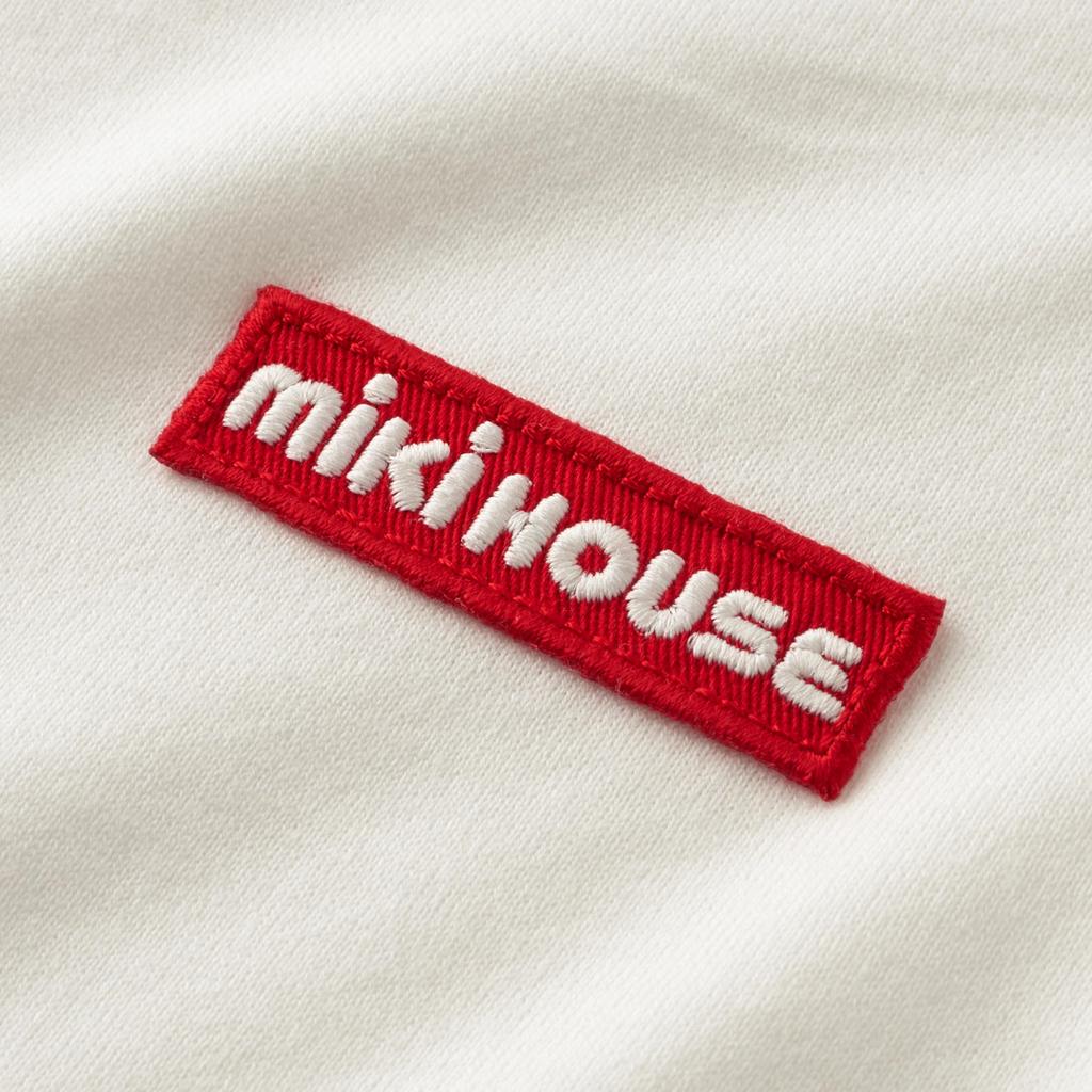 MIKI HOUSE Logo Patch Long Sleeve Solid for Boys and Size White Web-Exclusive T-Shirt, Color, One-Point Logo, Girls, Baby, Kids, Children's Clothing,