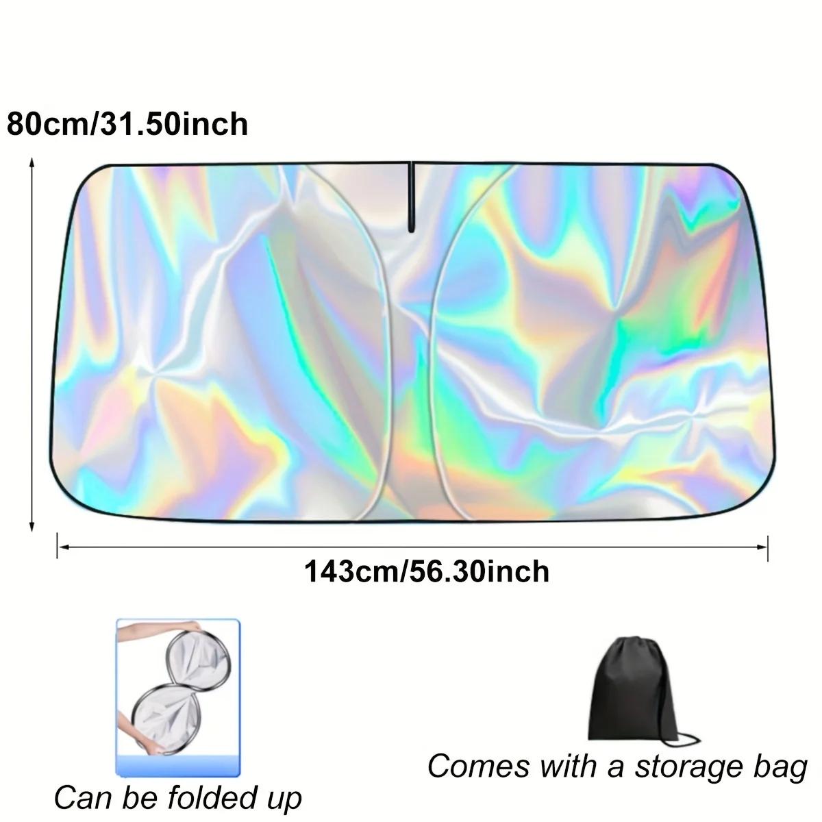 

1 шт. Автомобильный солнцезащитный козырек, Летний солнцезащитный козырек на лобовое стекло, Складной лазерный солнцезащитный экран, Сохраняет прохладу в салоне автомобиля, Защита интерьера, УФ-лучи