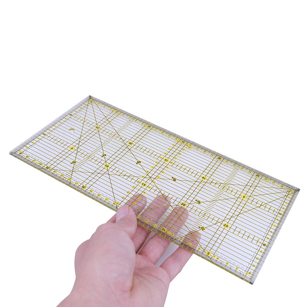 Plastic Clear Ruler Square Patchwork Cloth Ruler Multi-Purpose 30x15cm with Grid Lines for Garment Design for Sewing Crafts