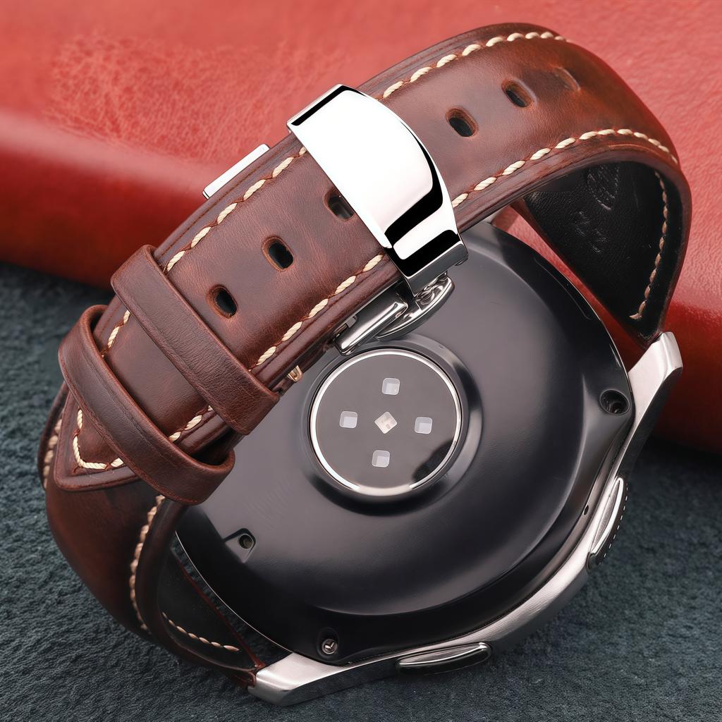 Quick Release Crazy Horse Oil Wax Leather Watch Band Vintage Cowhide Strap Butterfly Deployment Buckle 18mm 20mm 22mm 24mm