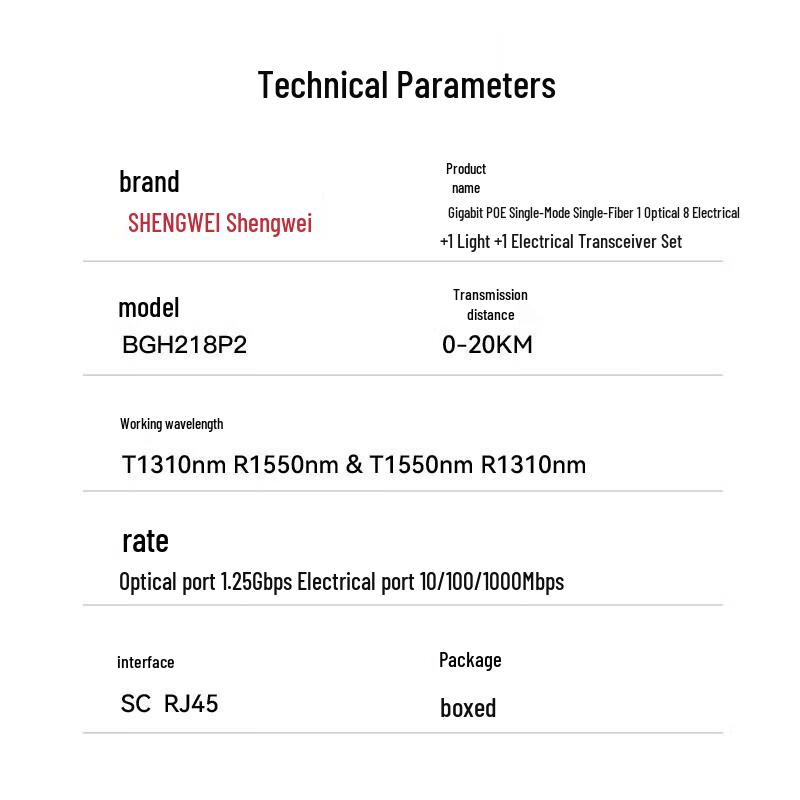 Shengwei BGH218P2 POE Gigabit Fiber Media Converter