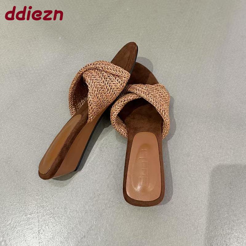 Fashion Fashion Round Toe Ladies Wedges Sandals Shoes Summer Beach Female Slides Low Heel Women Wedges Sandals Shoes Slippers 2025 New