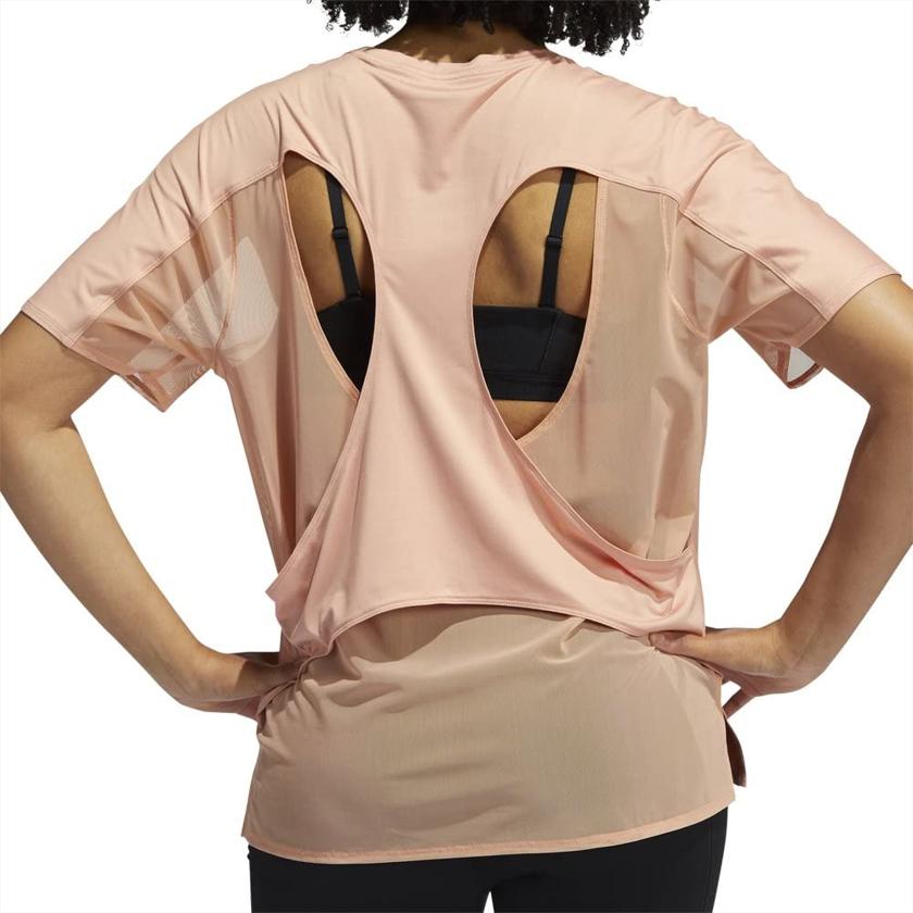 Adidas Aeroready Breathable Comfortable Soft Short Sleeve T-Shirt Women Tops Pink White GR8177