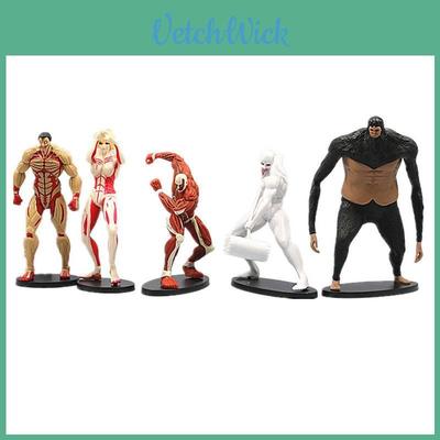 Stunning Attack On Titan Figurines Collection With Eren Mikasa Levi Jaw Beast Titan Plastic Models