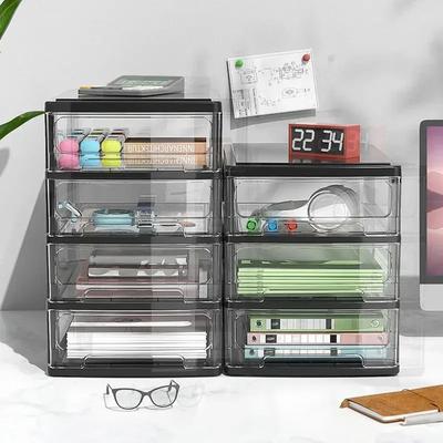 Transparente Desktop-Aufbewahrungsbox mit Doppelschublade, Acryl, für Make-up und Schmuck, multifunktionale Aufbewahrungsbox mit Schubladen-Organisationsschränken