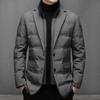 Yousheng Men Cotton Suit Coat High Collar Suit Collar Long Sleeve Buttons Zipper Placket Suit Jacket Fake Two Pieces Quilted Outerwear