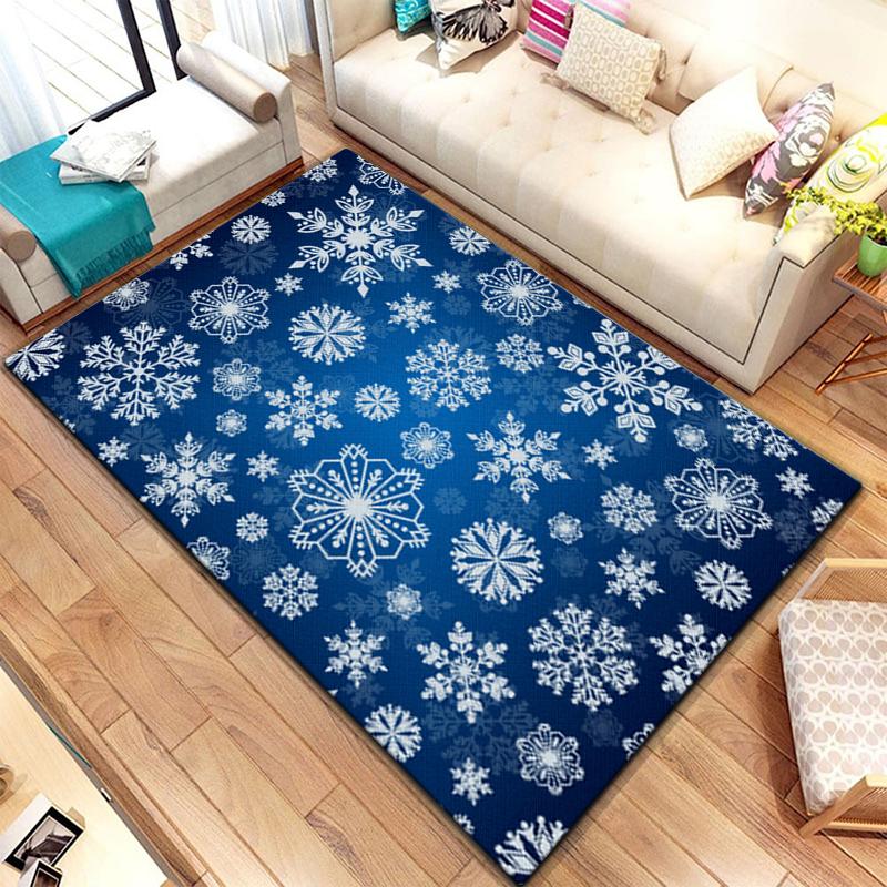 Art Snow Christmas HD-bedruckter großer Teppich, Teppich für Wohnzimmer, Schlafzimmer, Sofa, Dekoration, rutschfeste Fußmatten