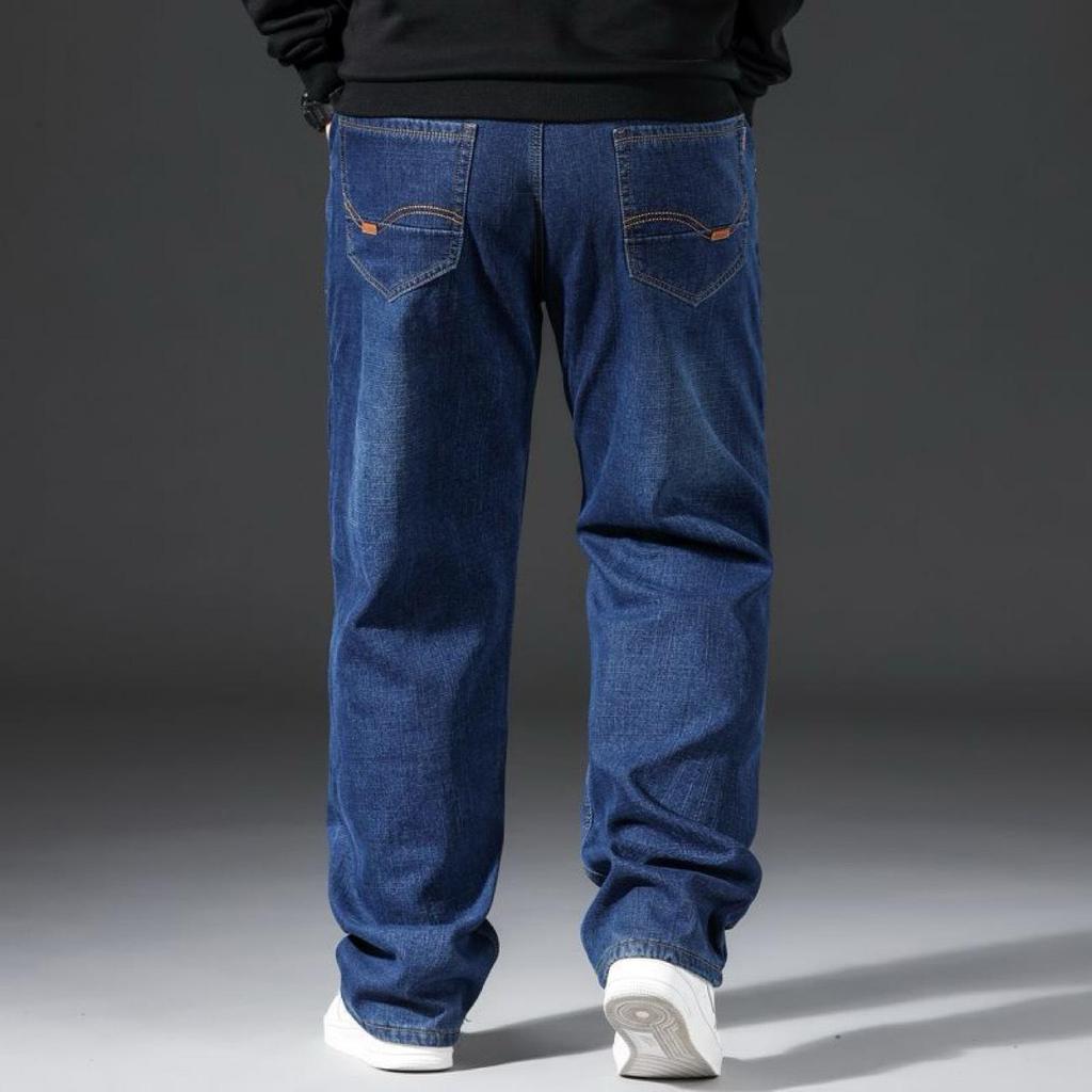 Men's Plus Size Fleece-Lined Straight Leg Jeans - Thick, Loose-Fit for Fall/Winter