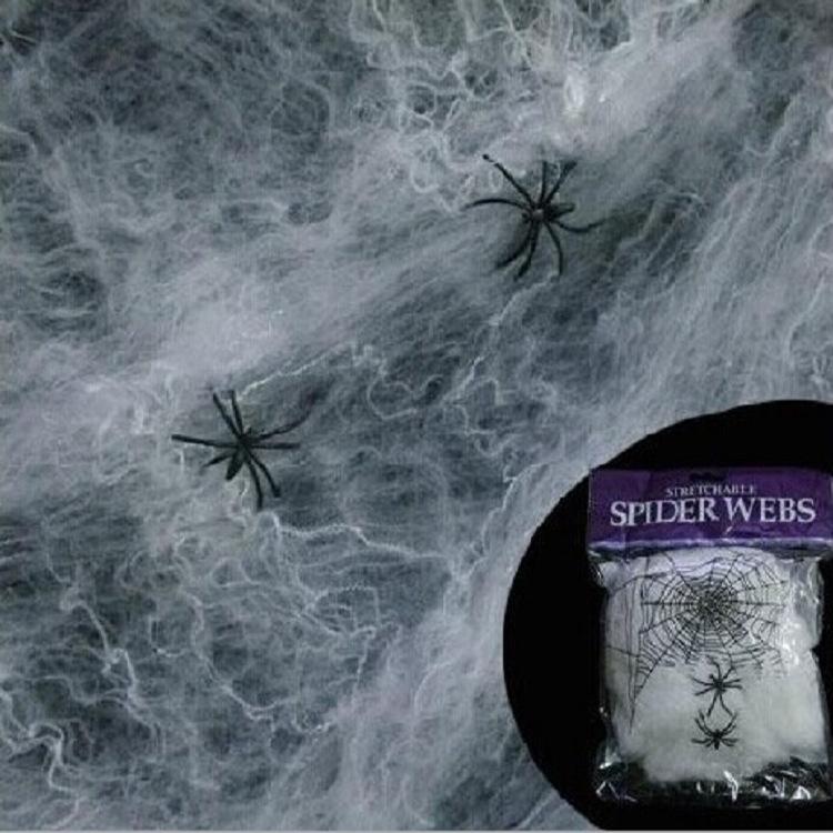 300g Cotton & 60 Spider Decorations: Haunted House Halloween Web Film Set