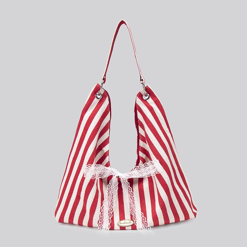 

Homemade summer large-capacity embroidered canvas bag ins wind simple letter commuter versatile cotton shoulder bag красный