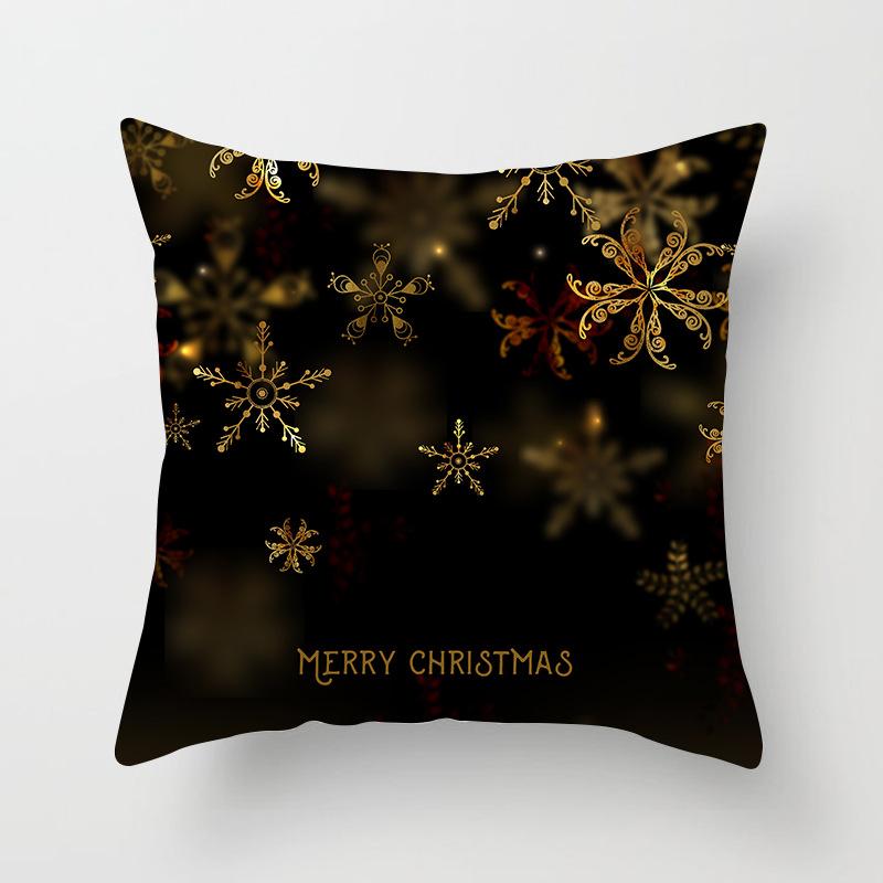 Christmas decoration cushion cover black gold elk print pillowcase sofa ornaments bedroom room home  holiday gift