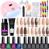 Professionelles Nagelkunst-Kit mit Base Coat & Top Gel, Nagelverlängerungsspitzen, Pinselreiniger Vollständiges Set