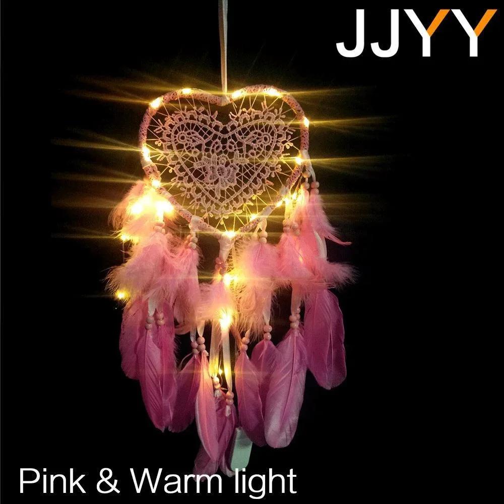 

Colorful LED Lights Heart Shaped Dreamcatcher Home Decor Hanging Ornaments Creative Hollow Out Design