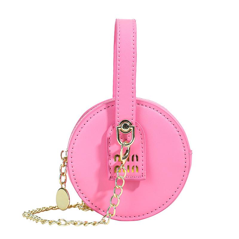Cute Childrens Small Round Bag Pu Material Chain Crossbody Bag Daily For