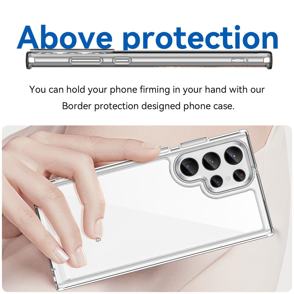 For Samsung Galaxy S22 Ultra 5G Clear Phone Case with Electroplating Buttons (Big Rear Lens Hole)
