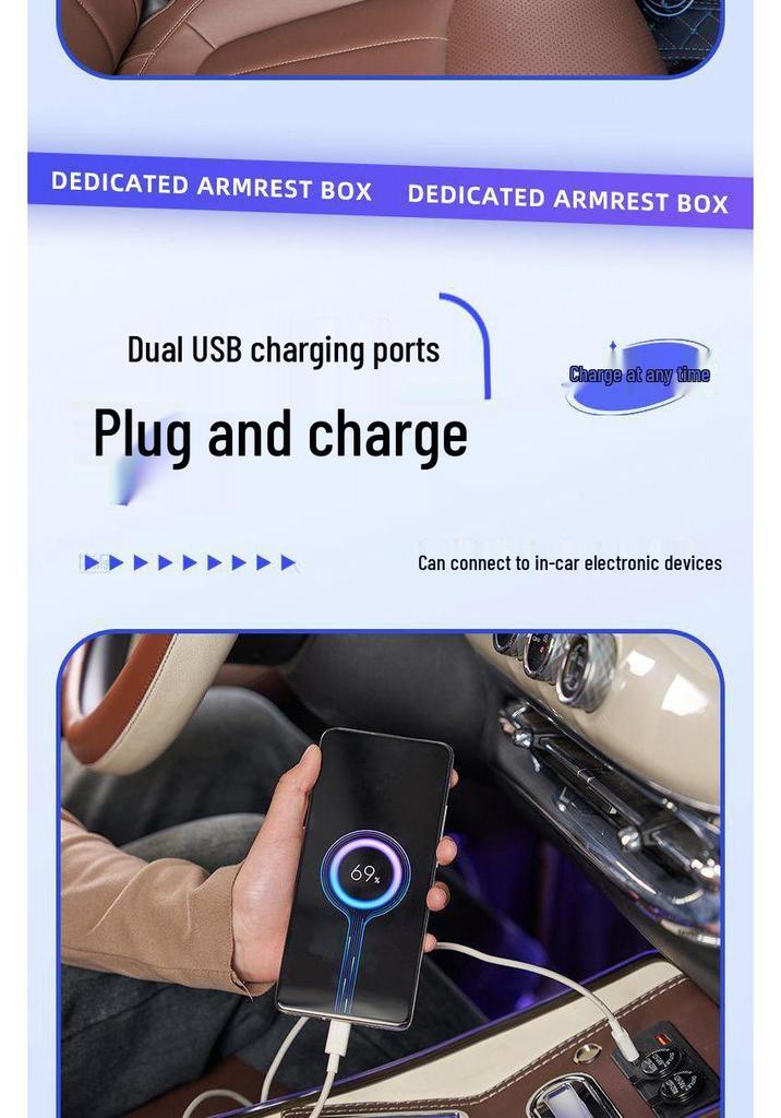 Armrest Storage Box for Wuling Bingo Electric Vehicle Interior Modification