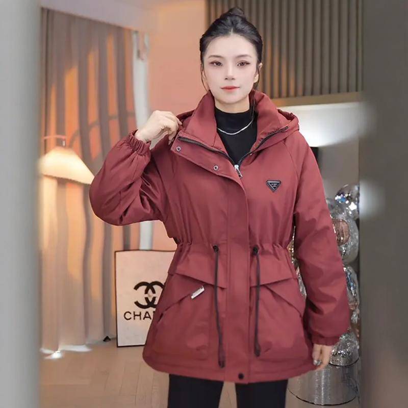 Korean-style Casual and Fashionable Women's Winter Parka Jacket with Thick Cotton-padded Design and Windproof Feature