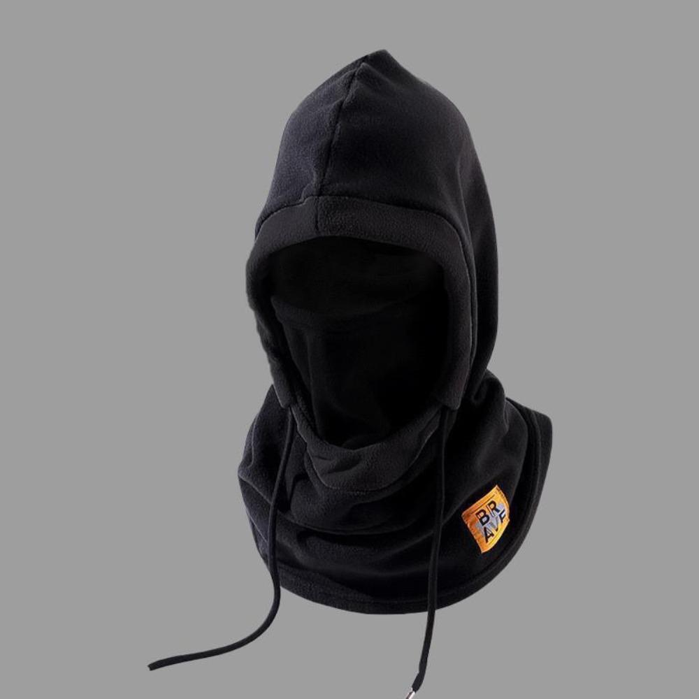 

Drawstring Mask Hood Beanies Solid Color Pullover Cap Soft Helmet Hat Female чёрный