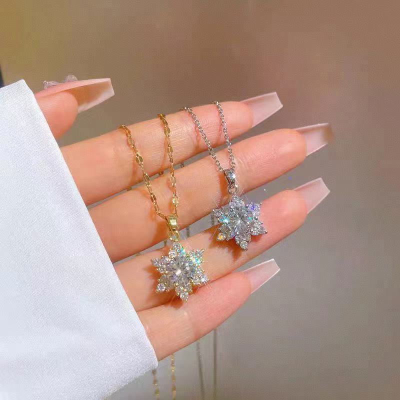 Zircon Hexagram Necklace Women'S Premium Simple Ol Versatile Bright And Shiny Pendant Jewelry